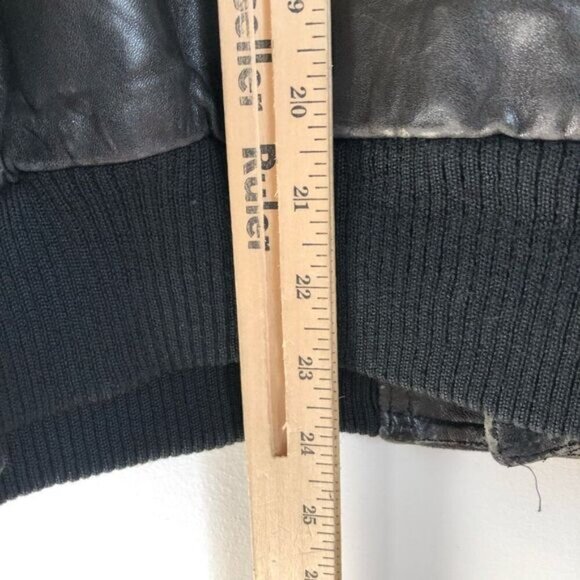 Destroyed Vintage 80s Pierre Cardin Men's Size 42 Leather Bomber Jacket Grunge - Picture 7 of 16